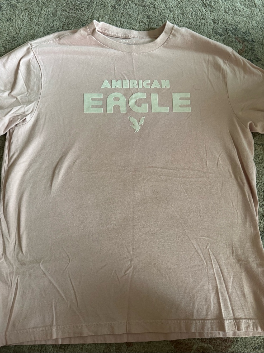 American Eagle Outfitters Pale Coral Logo Crew Tee